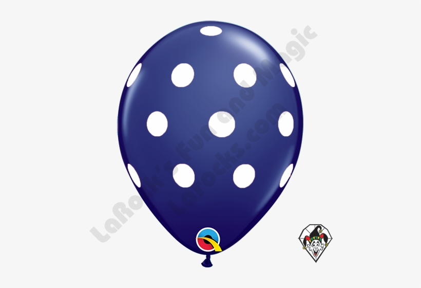Qualatex 11 Inch Round Big Polka Dots Navy Blue W/white - Green Polka Dot Balloon, transparent png