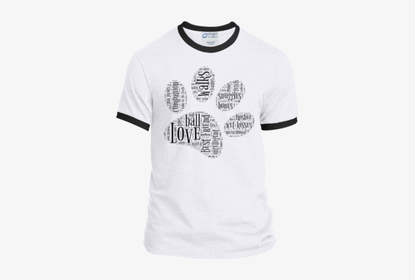 Black Paw Print Word Cloud Personalized Ringer Tee - Having You As My Guardian T Shirt, Angel Was Having, transparent png