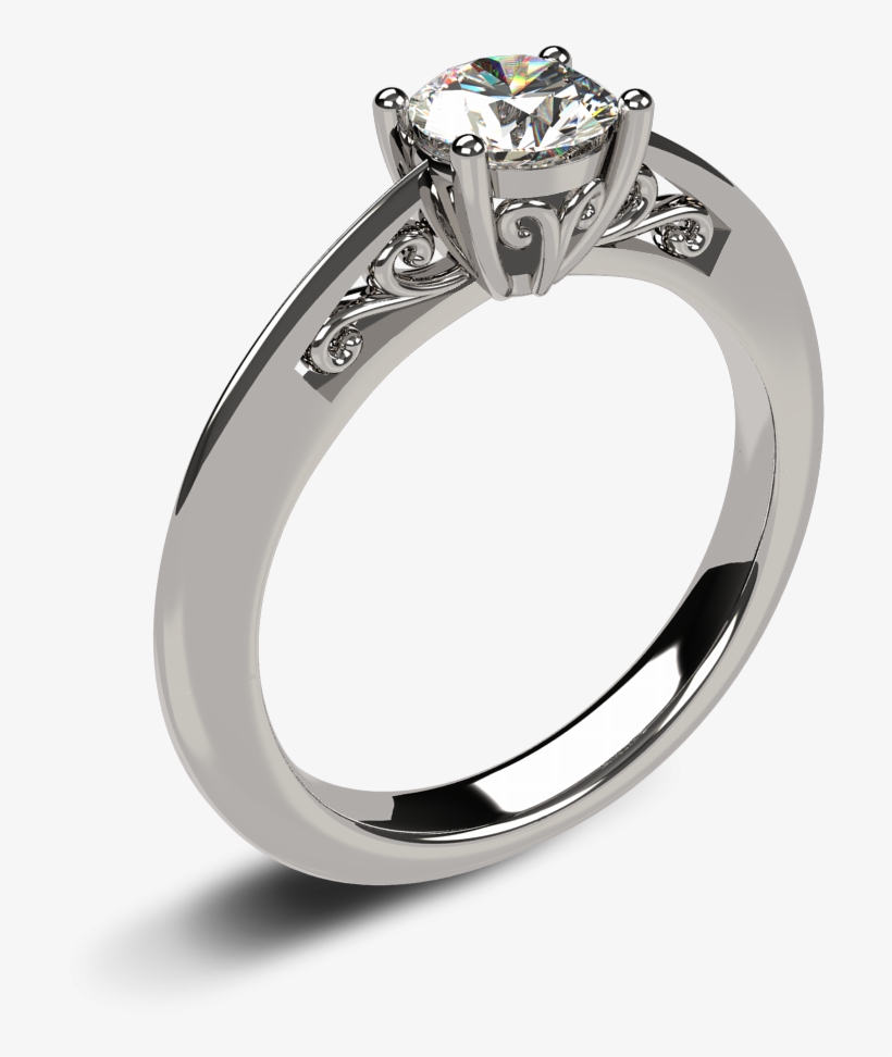 14k White Gold Unique Diamond Engagement Ring - Unique Solitaire White Gold Wedding Rings, transparent png