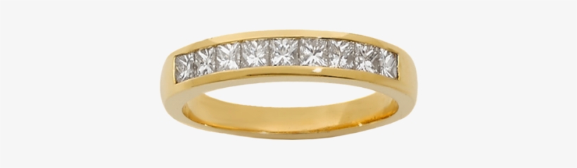 Yellow Gold Wedding Ring Half-paved With Princess Diamonds - Engagement Ring, transparent png