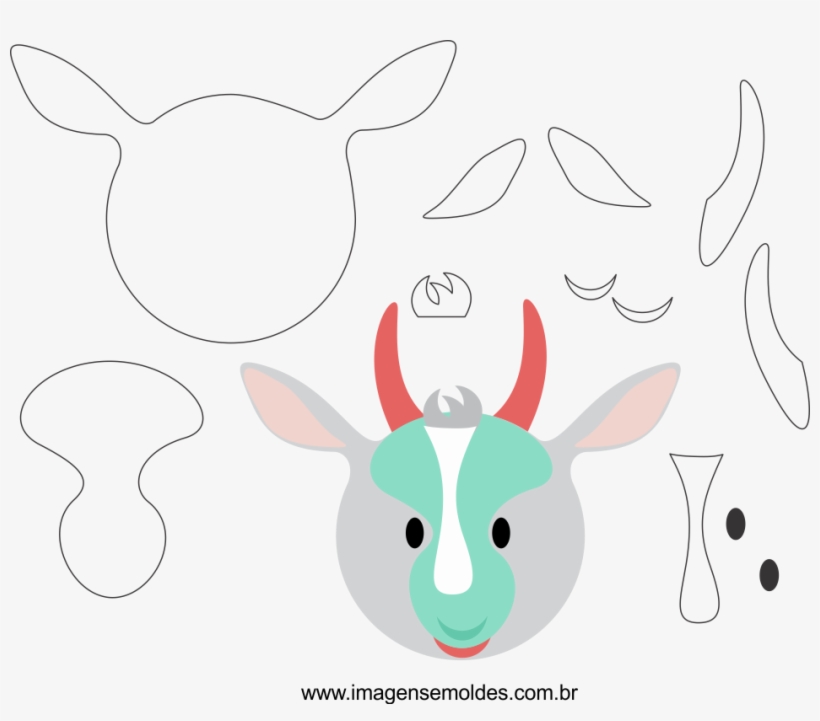 Molde De Fazendinha Para Feltro, Eva E Artesanato - Molde De Bode Em Eva, transparent png