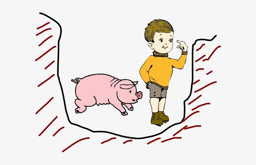 Boy In Pit With Pig Clip Art - Pit In Clip Art, transparent png