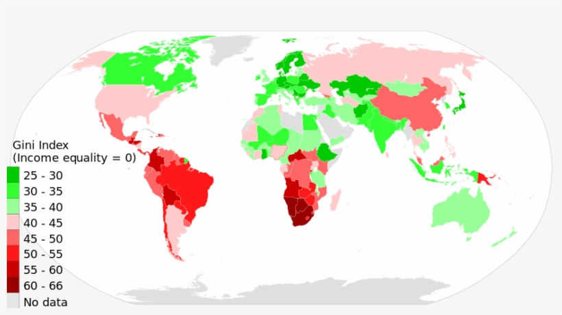 Gini Index World Map In 2014, Income Inequality By - Latest Map Gdp Per Capita Figures, transparent png