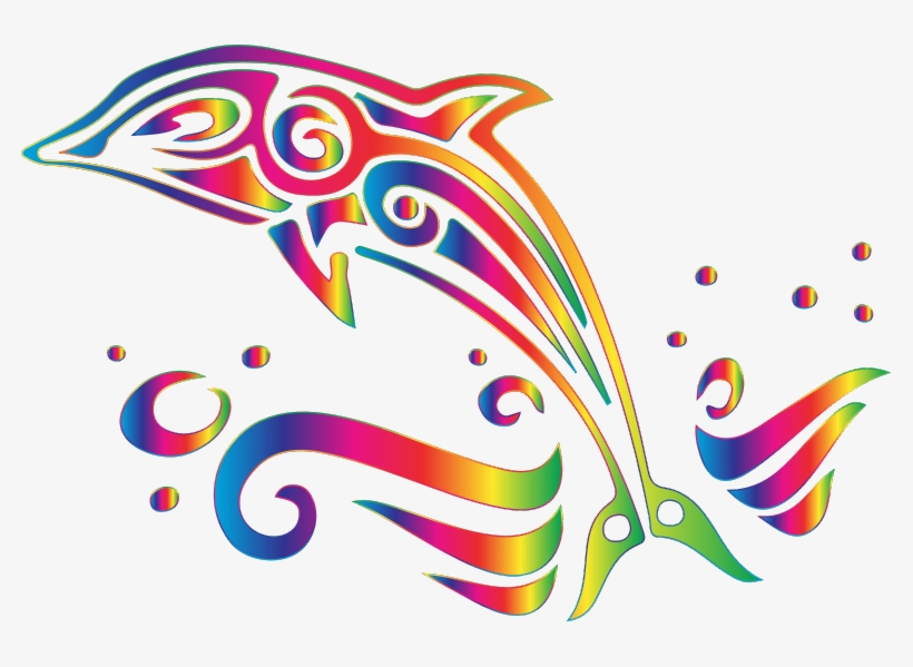 Clipart Chromatic Tribal Dolphin 7 No Background - Tribal Dolphin Clipart, transparent png