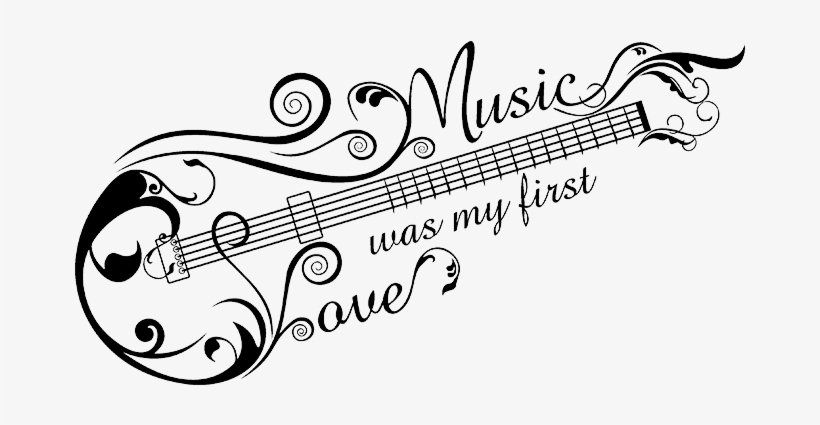 Wandtattoo Music Love Mit Gitarren-ornament Bei Homesticker - Bass Guitar Tattoo Flash, transparent png