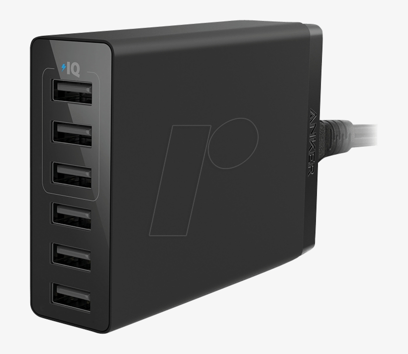 Anker Usb Charger Powerport 6, 30 W, Black Anker Ak-a2061311 - Anker Usb Charger Powerport 6, 60 W, Black - Powerport, transparent png