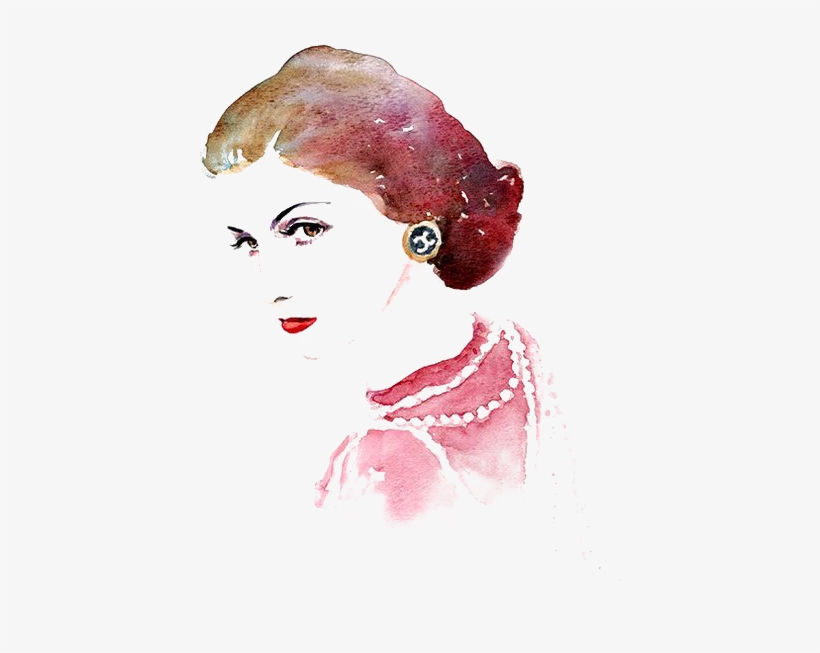 Bath Drawing Watercolor Banner Transparent - Coco Chanel Portrait Painting, transparent png