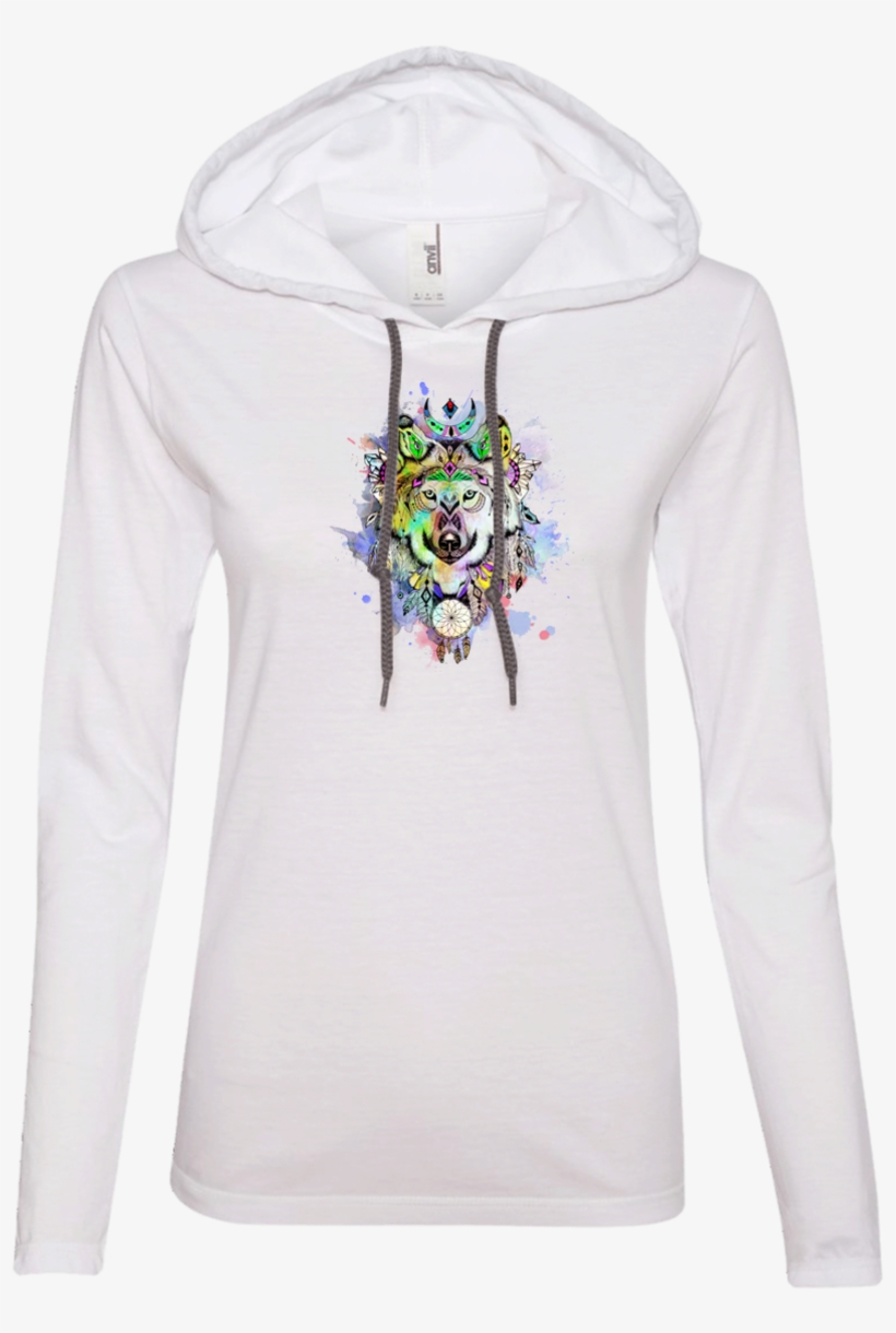 Watercolor Wolf T-shirt Hoodie - Hoodie, transparent png