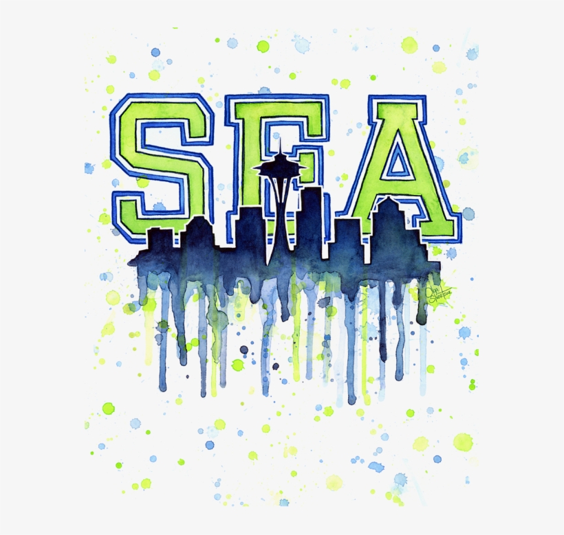 Click And Drag To Re-position The Image, If Desired - Seattle 12th Man Art Watercolor Space Needle Paint..., transparent png