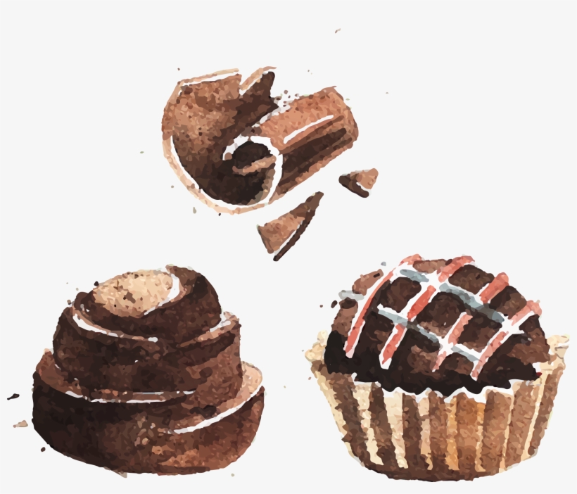 Chocolate Cake Bonbon Brigadeiro Watercolor Painting - Chocolate Truffle Drawing, transparent png
