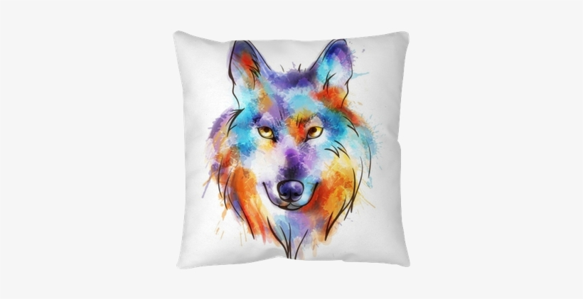 Colorful Watercolor Wolf's Head Pillow Cover • Pixers® - Wilk Kolorowy, transparent png