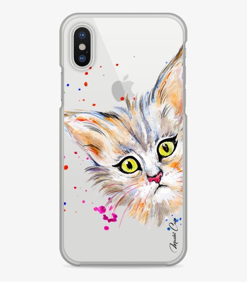 Coque Iphone X Summer Watercolor Cat - Smartphone, transparent png
