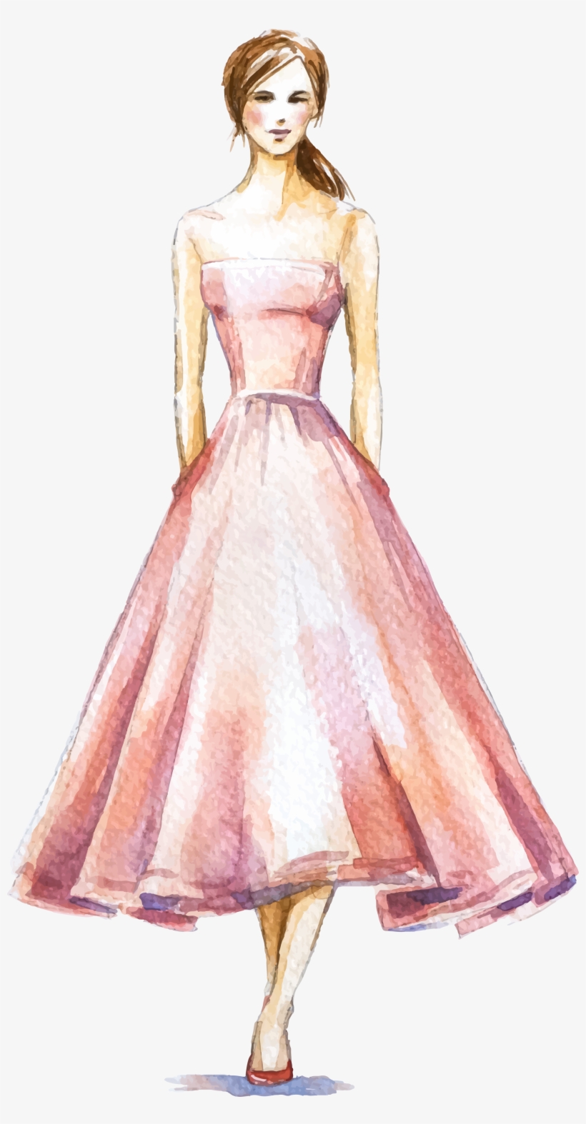 Dress Fashion Illustration Watercolor - Fashion Illustration Dress, transparent png