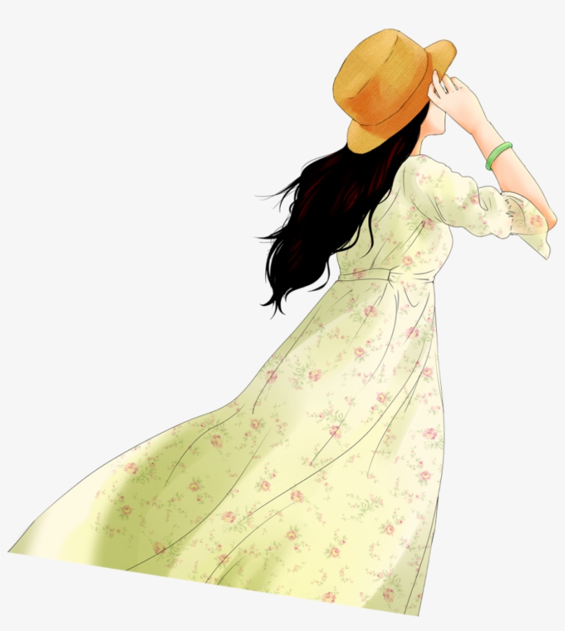 Ftestickers Watercolor Woman Hat Longdress - Illustration, transparent png