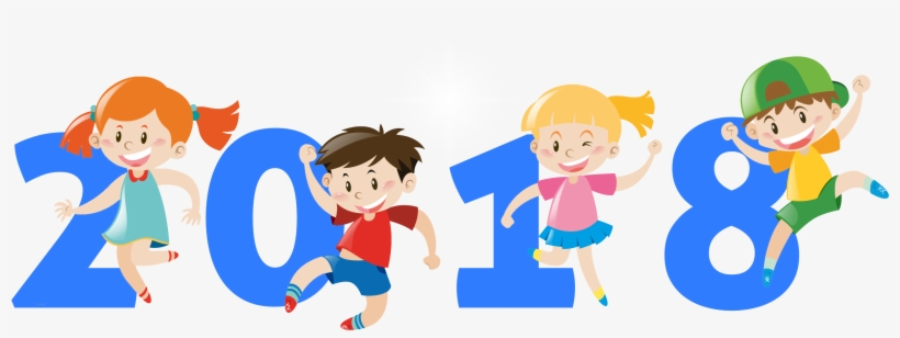 Happy New Year With Kids Funny Clip - Cute August 2018 Calendar, transparent png