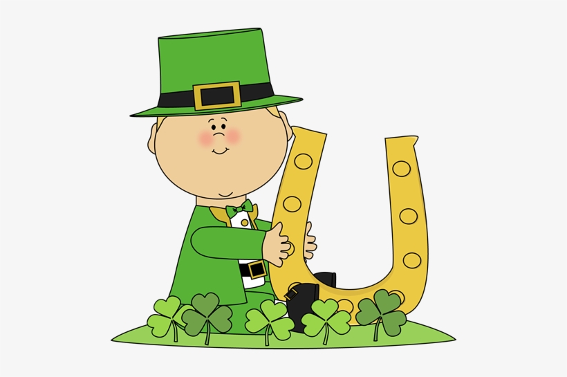 Boy In Shamrock Patch With Horseshoe Clip Art - Cute St Patrick's Day Clipart, transparent png