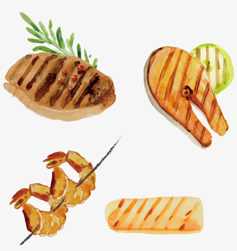 Barbecue Steak Asado Watercolor Painting - Barbecue, transparent png