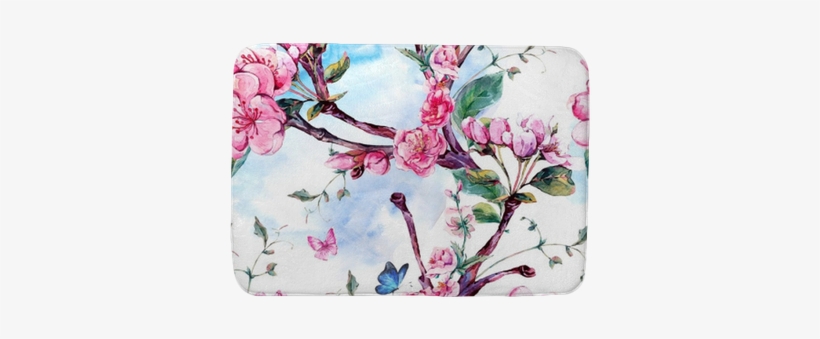 Watercolor Seamless Pattern With Flowers Apricot Tree - Papel Pintado Almendro En Flor, transparent png