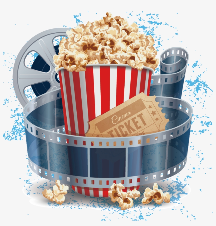 Film Cinema Illustration - Popcorn And Projector Movie, transparent png