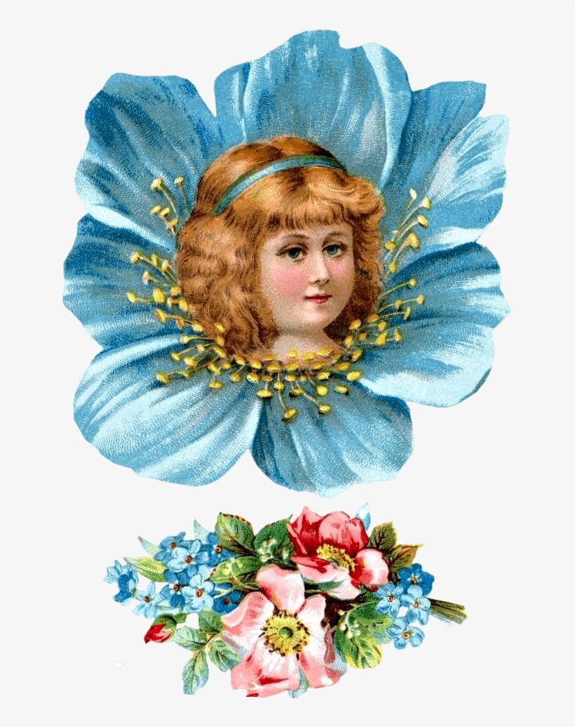 Free Victorian Flower Girl Head Clipartplace - Florist Girl Vintage Png, transparent png