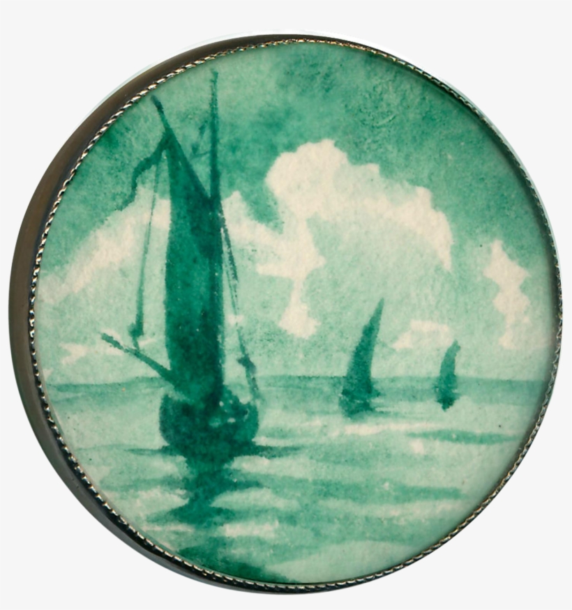 Button Large Early 20th C - Watercolor Painting, transparent png
