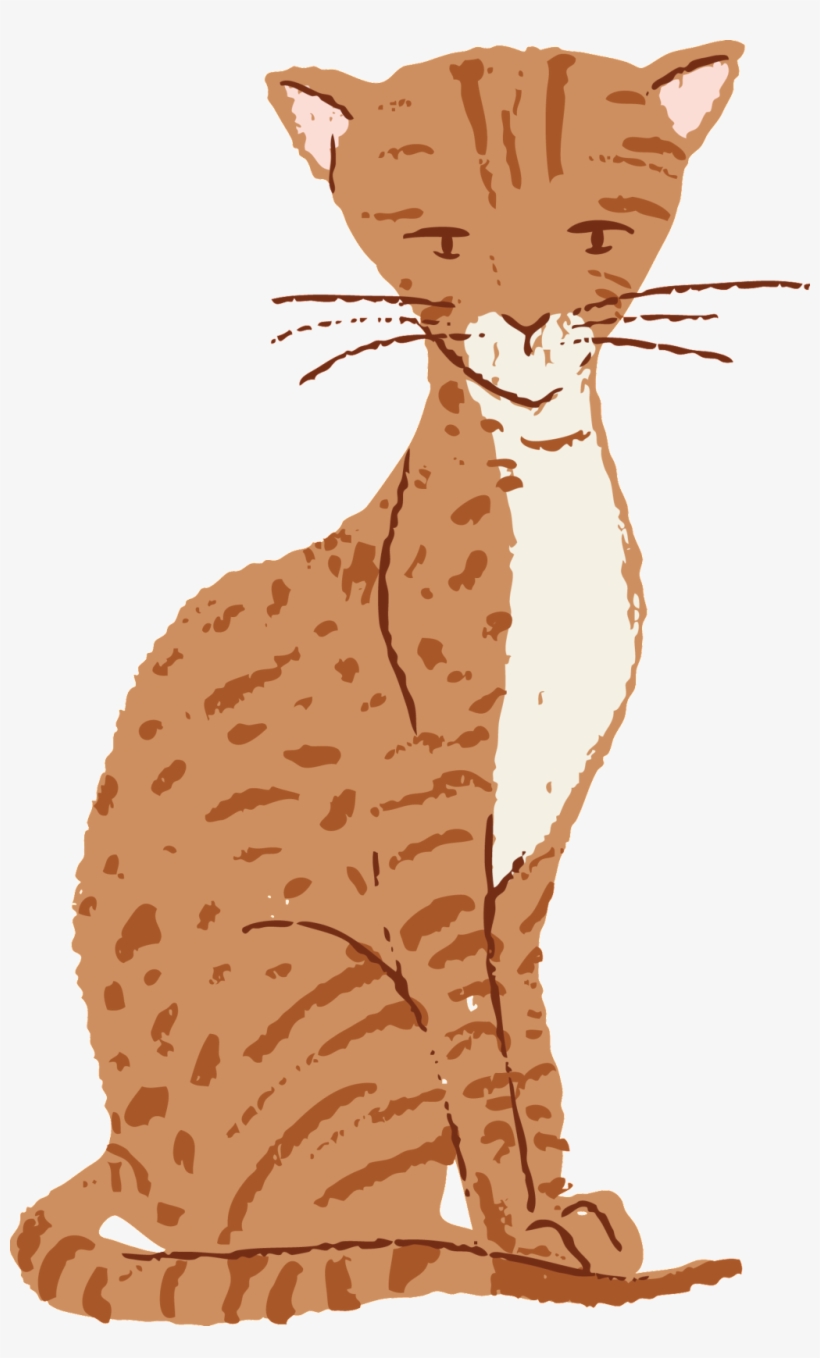 Hand-painted Cartoon Light Brown Pattern Cat Transparent - Cat, transparent png