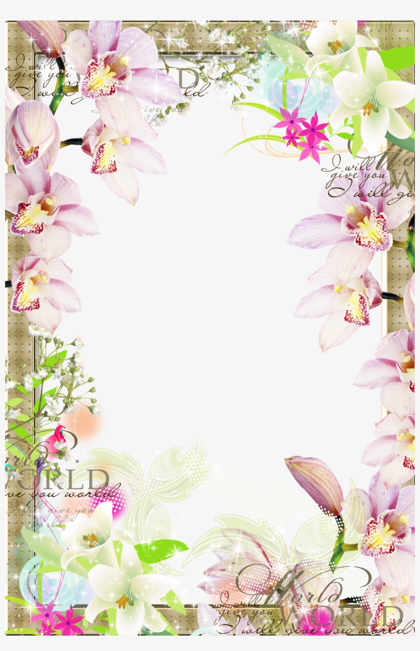 Graphic Black And White Download Picture Frame Clip - Transparent Spring Floral Border, transparent png