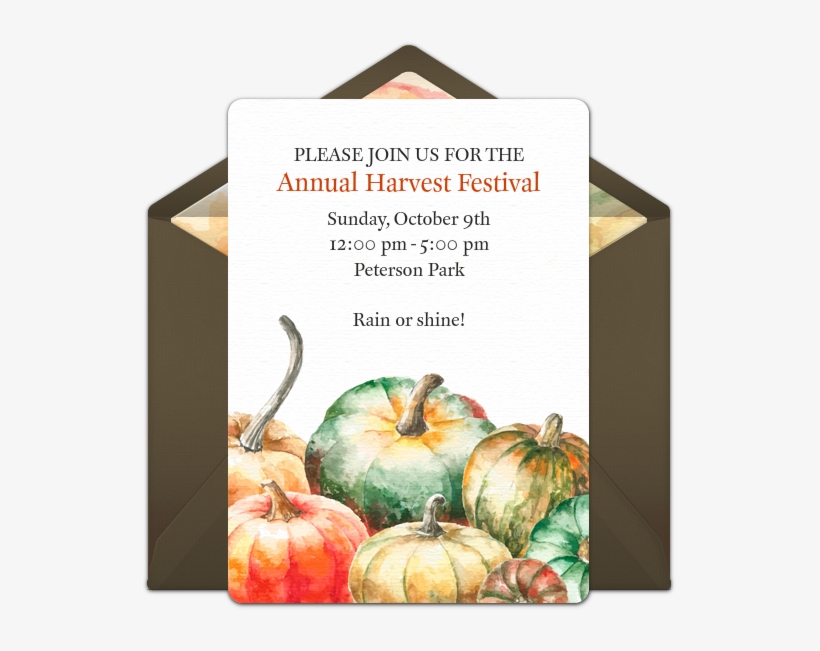 This Handmade "watercolor Pumpkin Patch" Halloween - 55th Birthday Invitation Template, transparent png