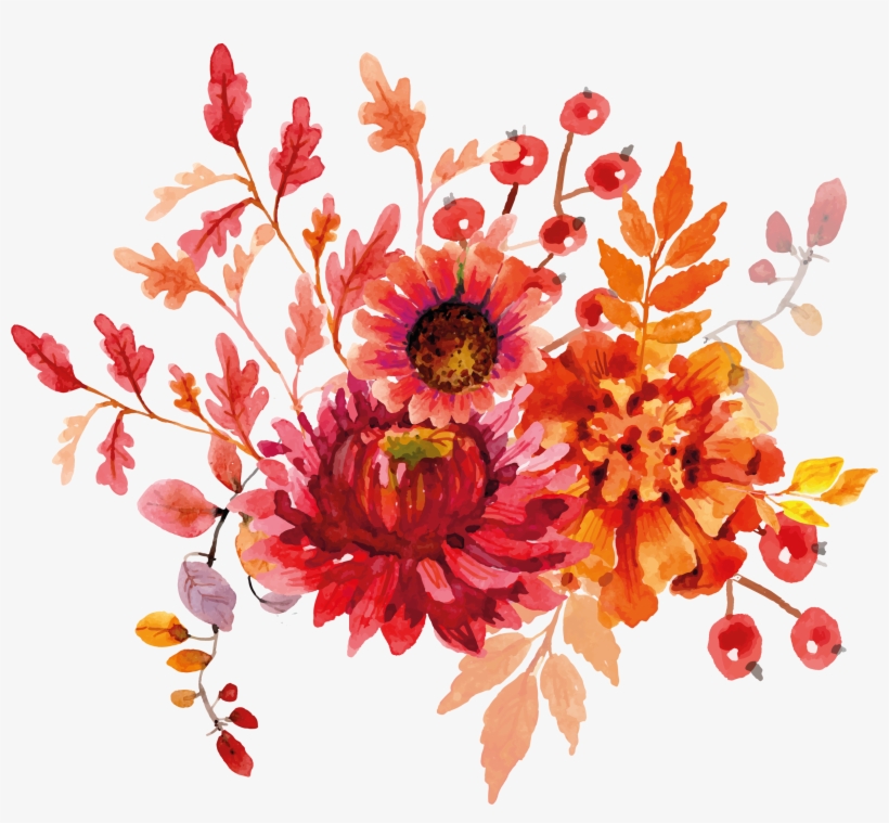 Flower Design Watercolor Png, transparent png