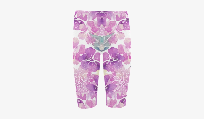 Watercolor Flower Pattern Hestia Cropped Leggings - Blue Green Watercolor Flower Pattern Beach Towel, transparent png