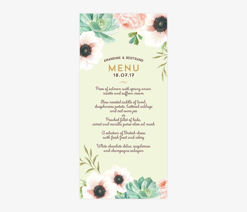 Personalised Botanical Wedding Invitation, transparent png