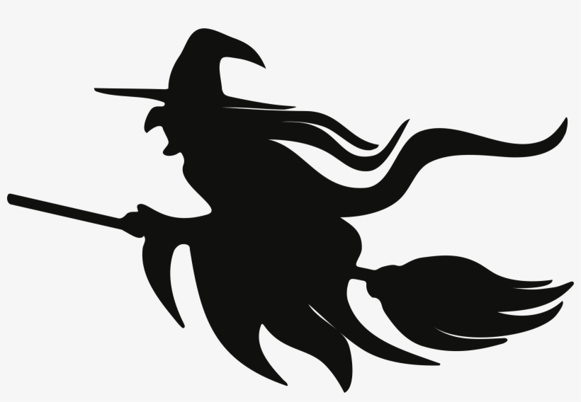 Clipart Broomstick Silhouette Big - Witch On Broomstick Clipart, transparent png
