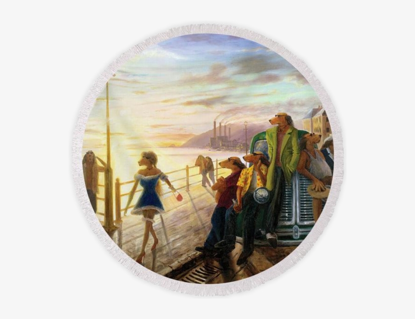 Round Beach Towel - Painting, transparent png
