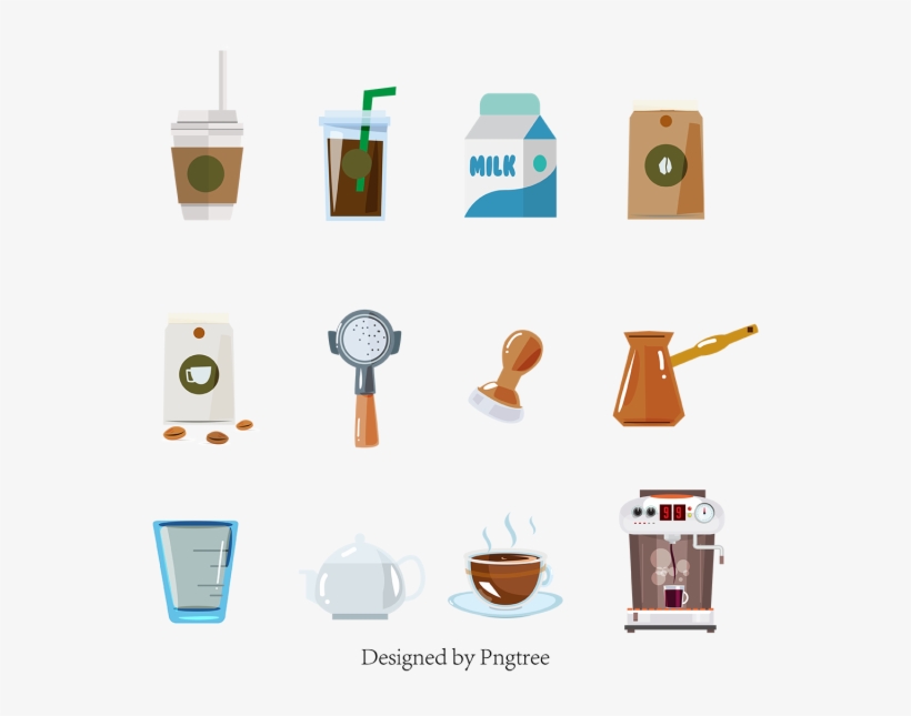 Café De Dibujos Animados Patrón Plano Material Bebidas - Coffee, transparent png