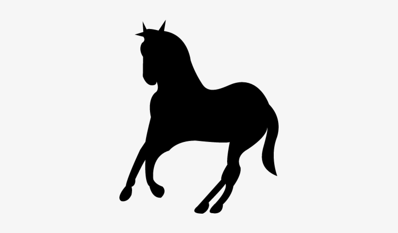 Running Horse Black Silhouette Turning To Left Pose - Running Black Horse Logo, transparent png