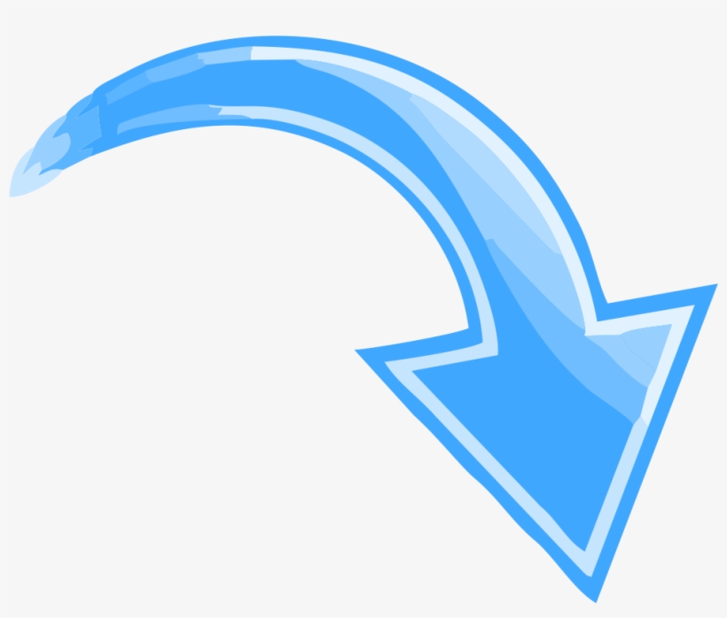 Blue Curved Arrow Pointing Down Right - Arrow Pointing Down Right, transparent png