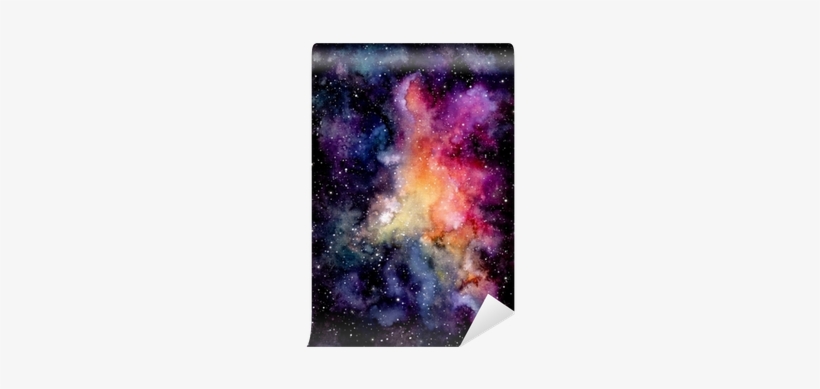 Watercolor Bright Pink Galaxy And Starry Sky Wall Mural - Watercolor Painting, transparent png