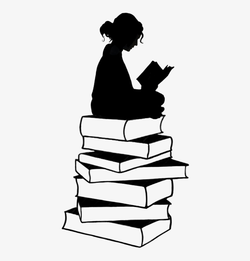 Pin By Tselha On Study Book Lovers And Journal - Girl With Books Silhouette, transparent png