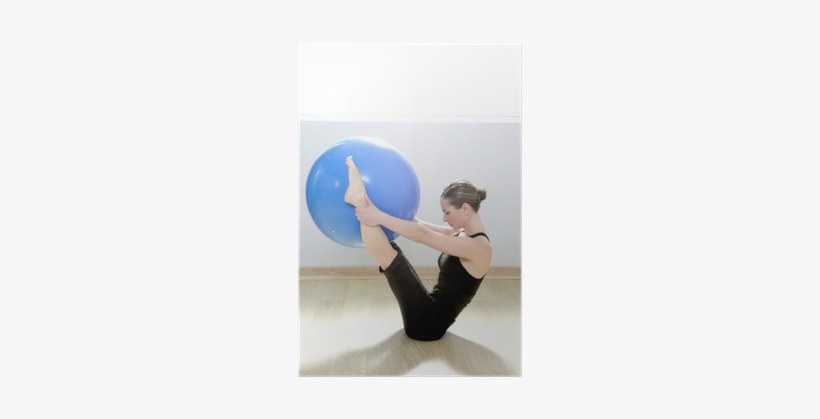 Pilates Woman Stability Ball Gym Fitness Yoga Poster - Exercise, transparent png