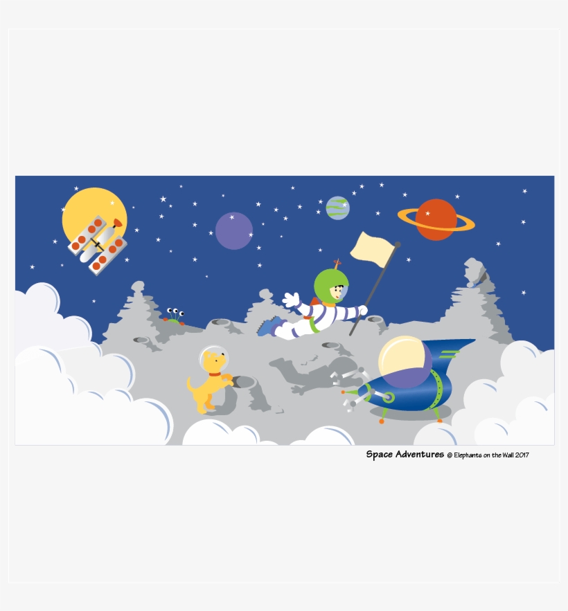 Space Adventures- Diy Paint By Number Wall Mural From - Mural, transparent png