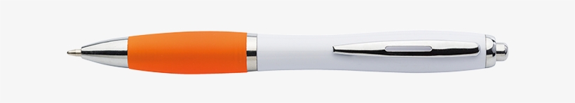 White Barrel Curved Design Ballpoint Pen With Coloured - Orange White Pen Png, transparent png