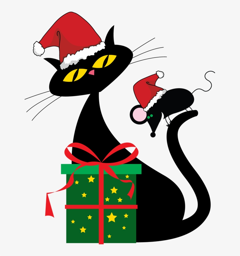 Christmas Cats Clipart Clipart Transparent Library - Christmas Clip Art Cat, transparent png