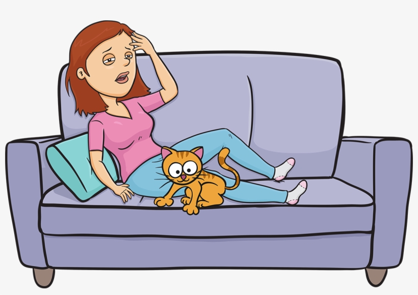 Thinkingunwell - Cartoon Woman On Couch, transparent png