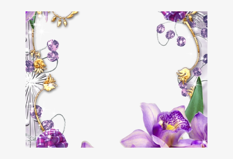 Flowers Borders Clipart Violet Flower - Pink And Purple Flowers And Butterfly Borders, transparent png