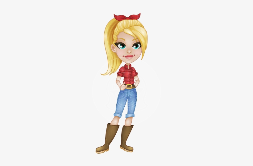 Farm Woman Vector - Farmer Girl Character Cartoon, transparent png