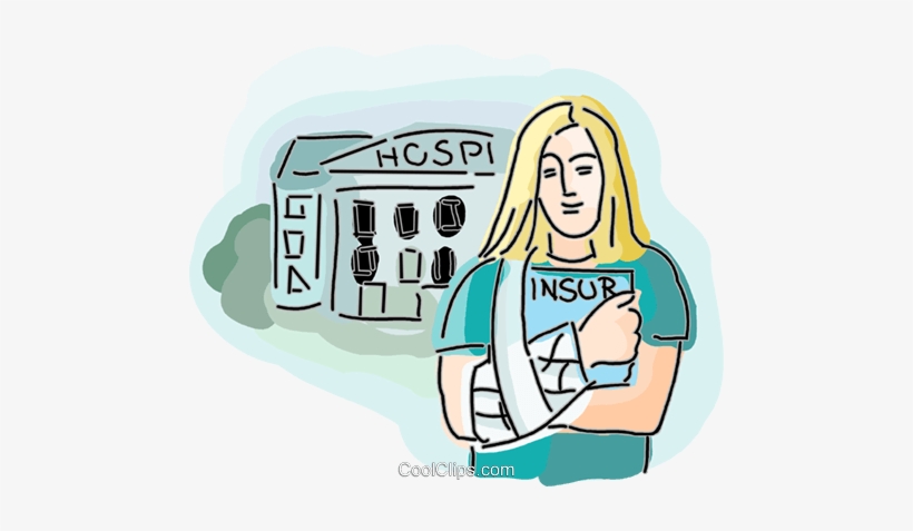 Girl With A Broken Arm Royalty Free Vector Clip Art - Health Insurance Clip Art, transparent png