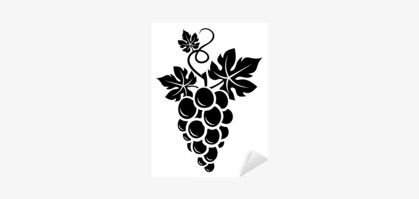 Black Silhouette Of Grapes - Grapes Wine Vinyl Sticker Wall Art, Black, transparent png