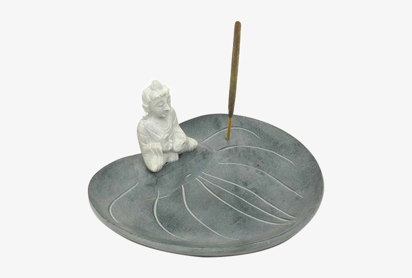Soapstone Incense Burner With Buddha On A Lotus Leaf - Buddhism, transparent png