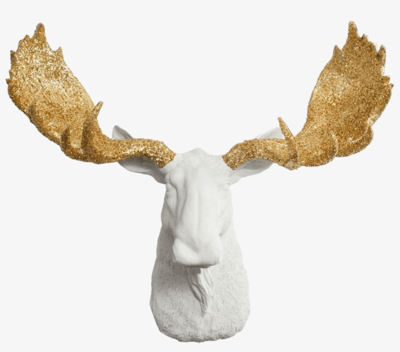 Wall Charmers Alberta White Faux Moose Head, Silver, transparent png