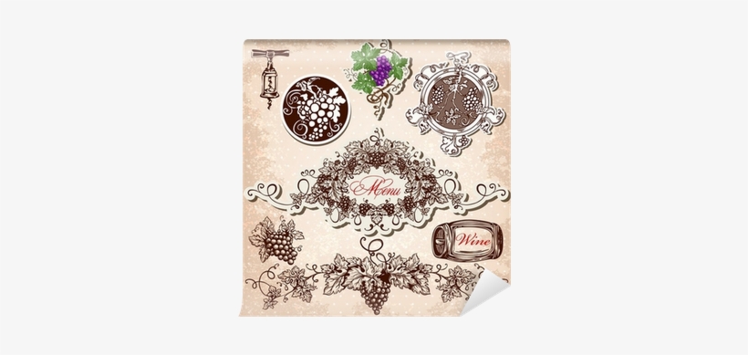 Hand Drawn Vector Set Of Wine, Grapes And Winemaking - Illustration, transparent png